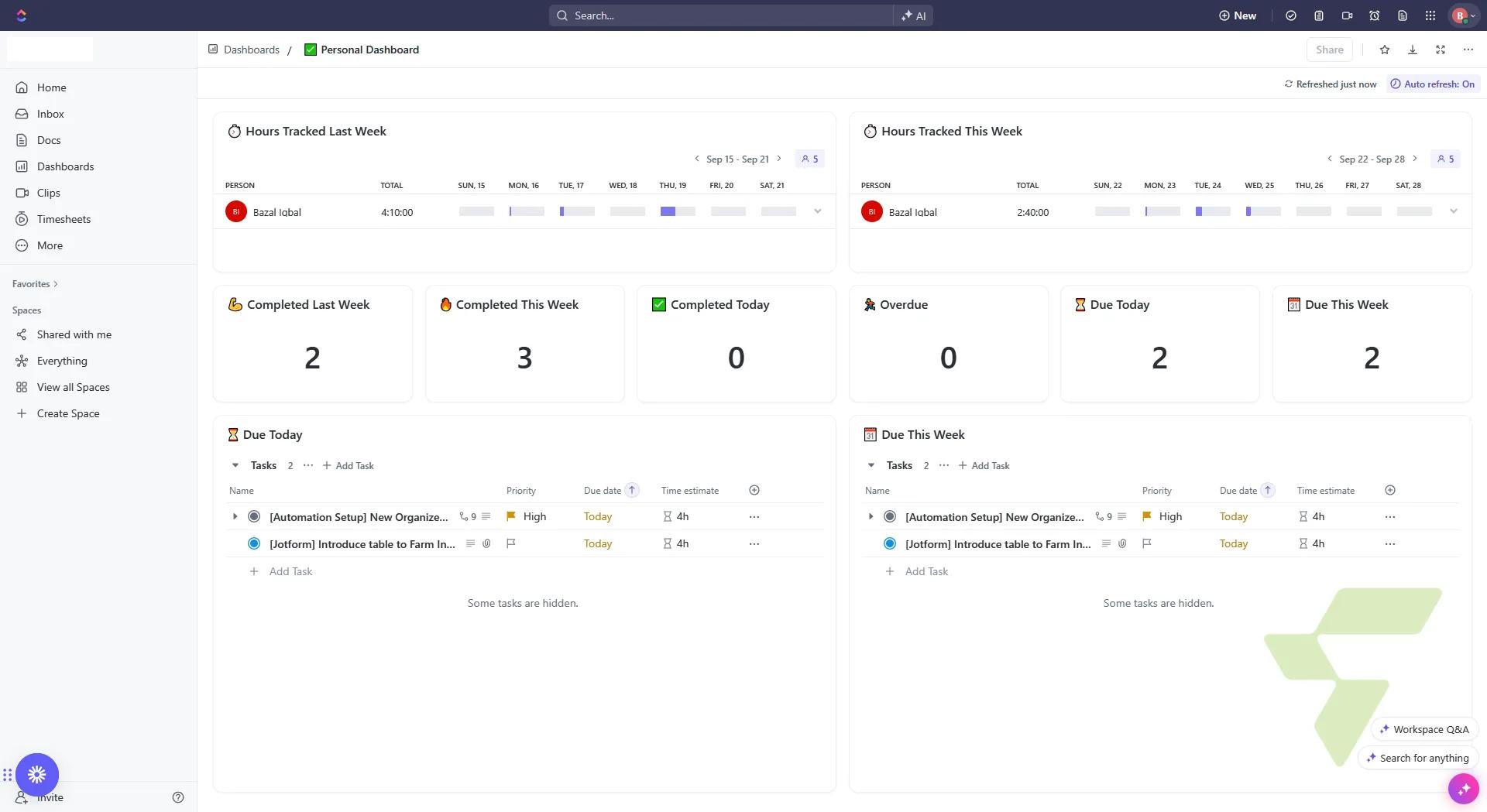 Custom Team Dashboard: Real-Time Task & Time Tracking Hub in ClickUp — Custom Team Dashboard