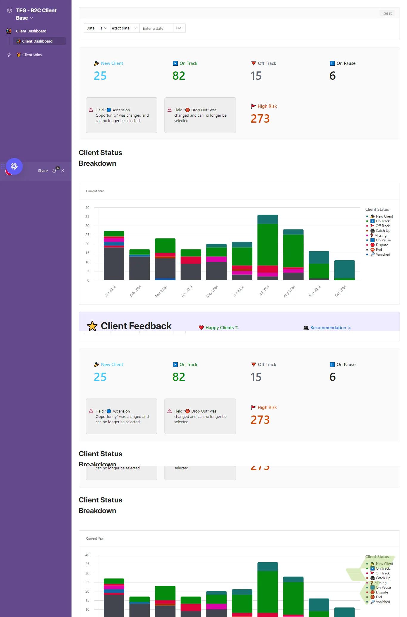 Client Analytics Dashboard & Consultation Intake: Live Performance Metrics + Pre-Call Qualification in Airtable — Interface Dashboard