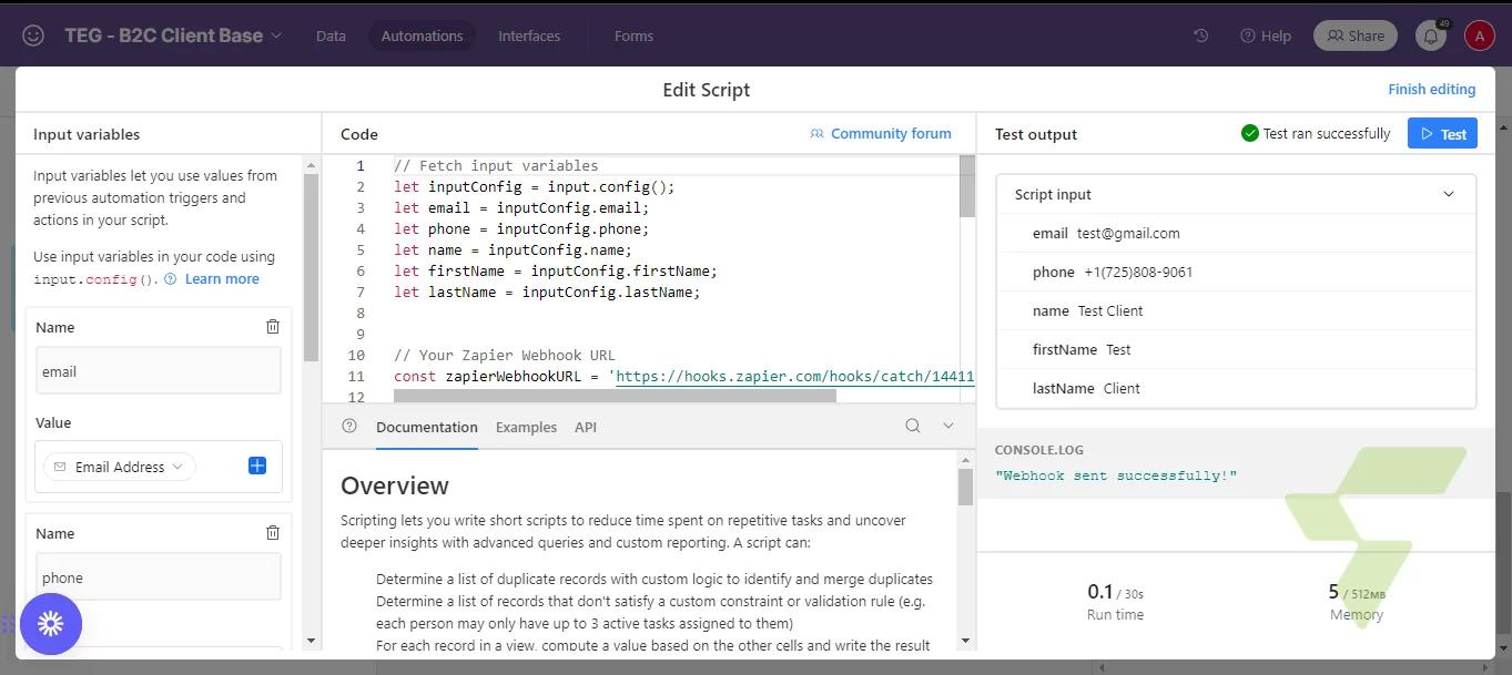 Real-Time Data Bridge: Airtable Custom Script → Zapier Webhook Integration — Screenshot 1