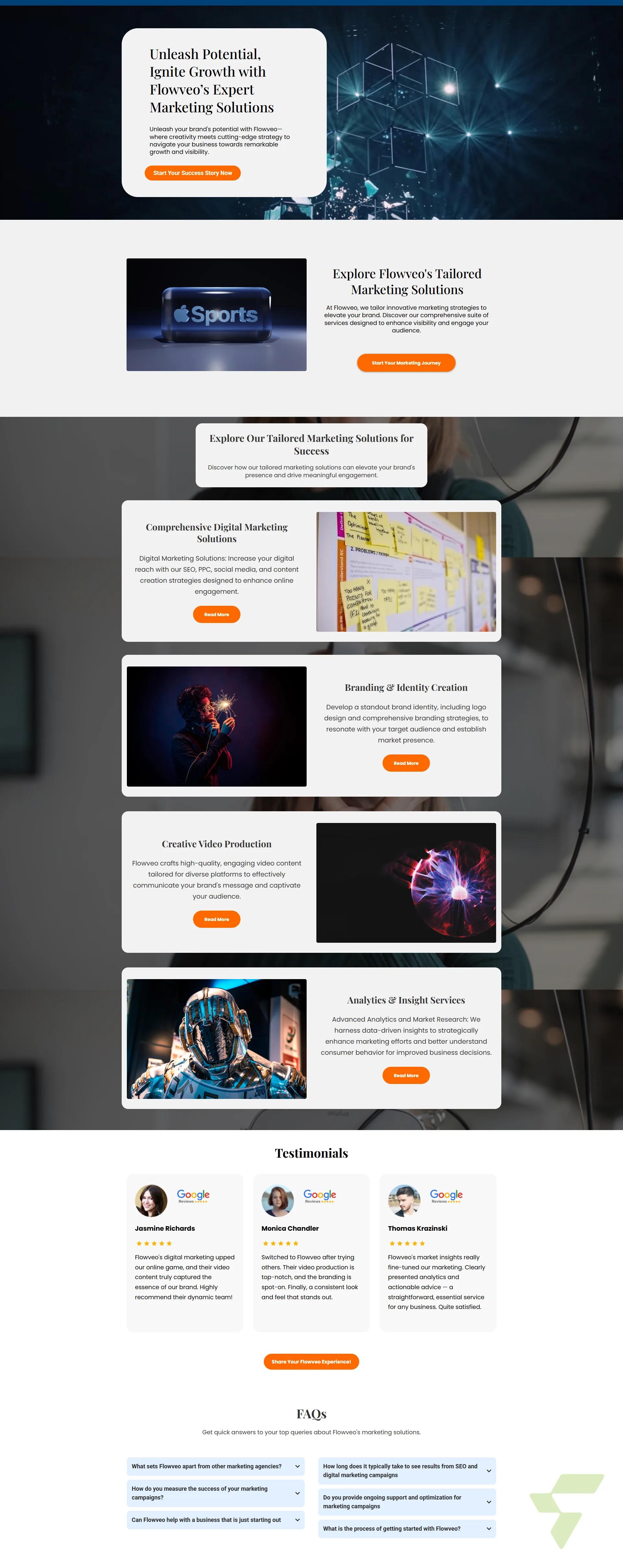 Agency Landing Page: Full-Service Marketing Website Built in GHL for Flowveo — Landing Page