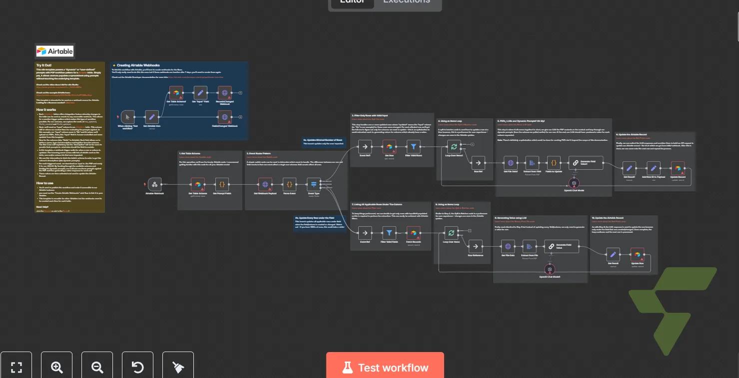 Airtable Dynamic AI Record Updater: Webhook-Triggered PDF Processing → Dynamic Field Population via LLM — Airtable Dynamic Records